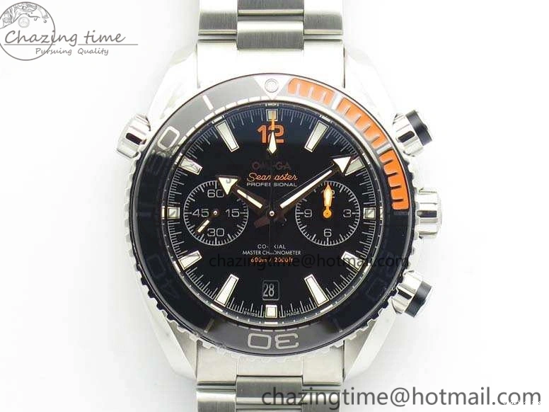 0120 FastDry Planet Ocean Master Chrono SS OM 1:1 Best Edition Black Dial On SS Bracelet A9900 V 8112